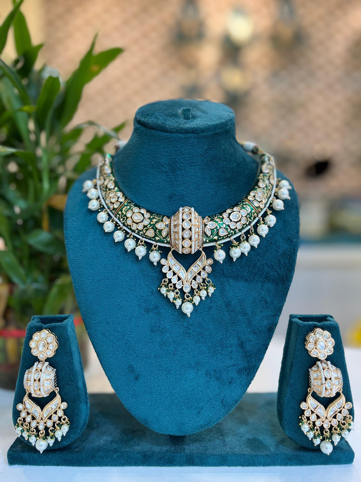 Mughal Charm Green Kundan Bridal Set"